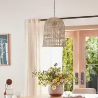Woven Pendant Light with Dome Shade - Brown, Bamboo