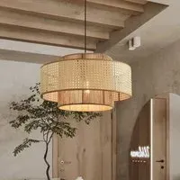 Woven Pendant Light with Dual Layer - Natural, Rattan