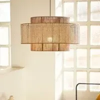 Woven Pendant Light with Dual Layer - Natural, Rattan