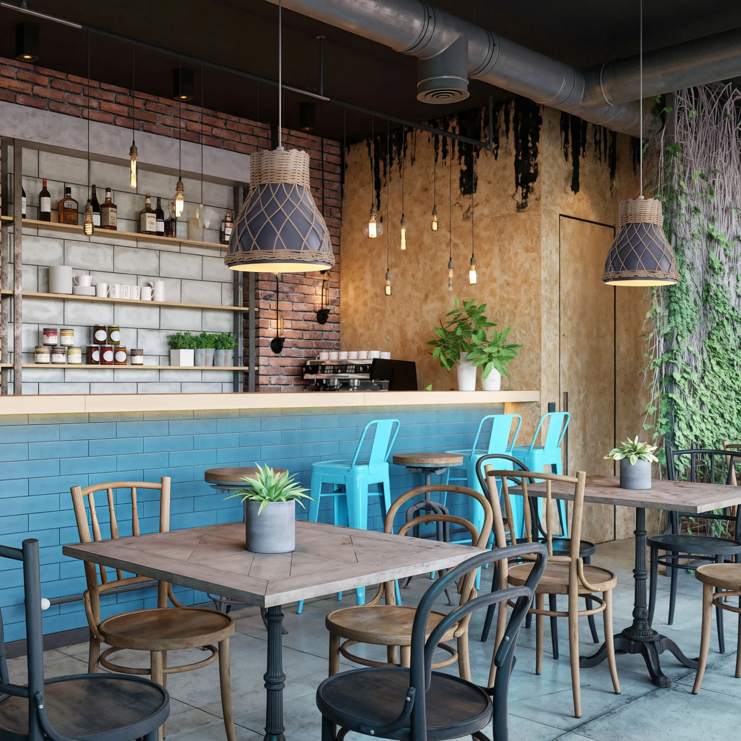 Woven Pendant Light with E27 Bulb - Rattan