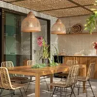 Woven Pendant Light with LED - Natural, Rattan