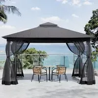 13ft Outdoor Pergola with Screens - Grey, Steel