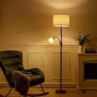 2-Light Floor Lamp with Adjustable Head - Khaki