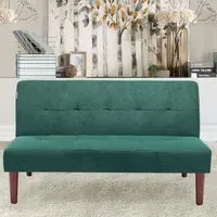 2-Seater Convertible Sofa Bed - Green, Fabric
