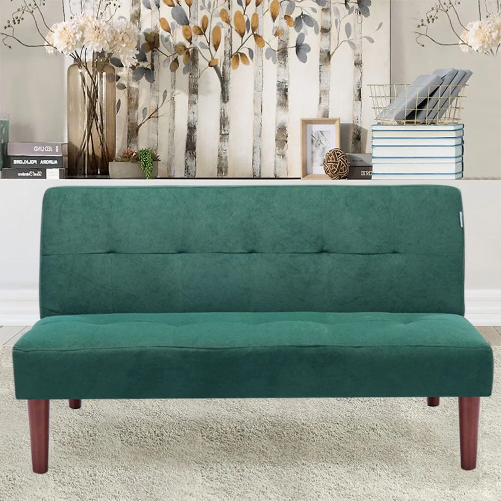 2-Seater Convertible Sofa Bed - Green, Fabric image