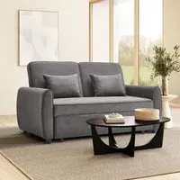 2-Seater Convertible Sofa Bed - Grey, Fabric