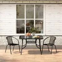 2-Seater Outdoor Dining Set - Black, Glass