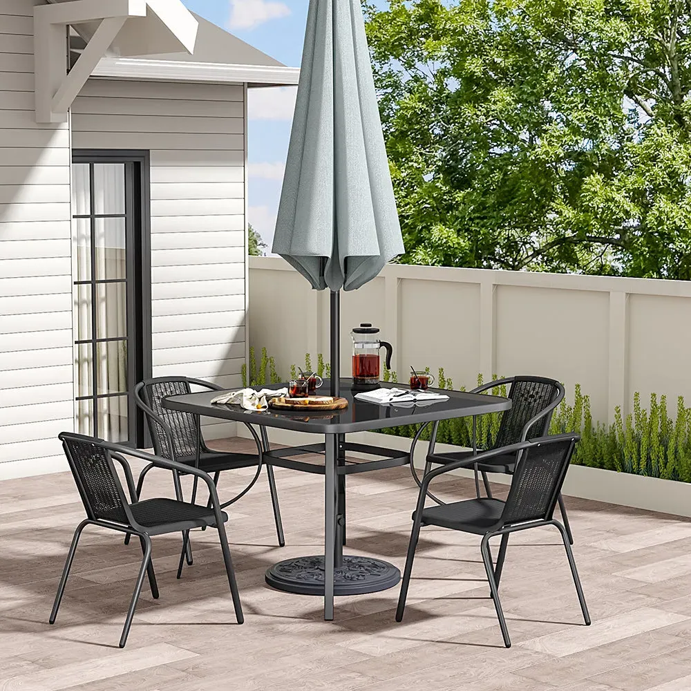 2-Seater Outdoor Dining Set - Black, Glass