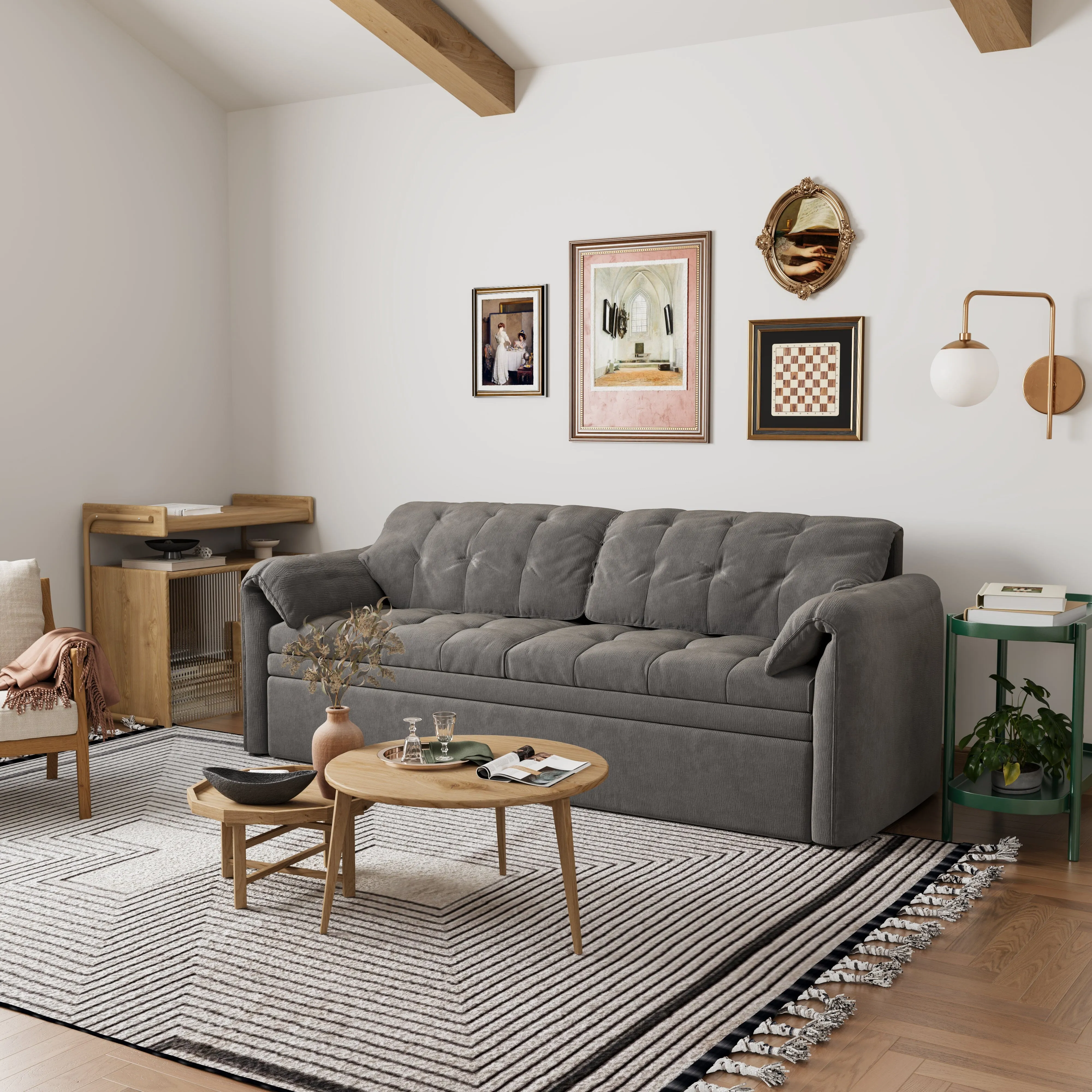 2-Seater Sofa Bed with Storage - Chenille