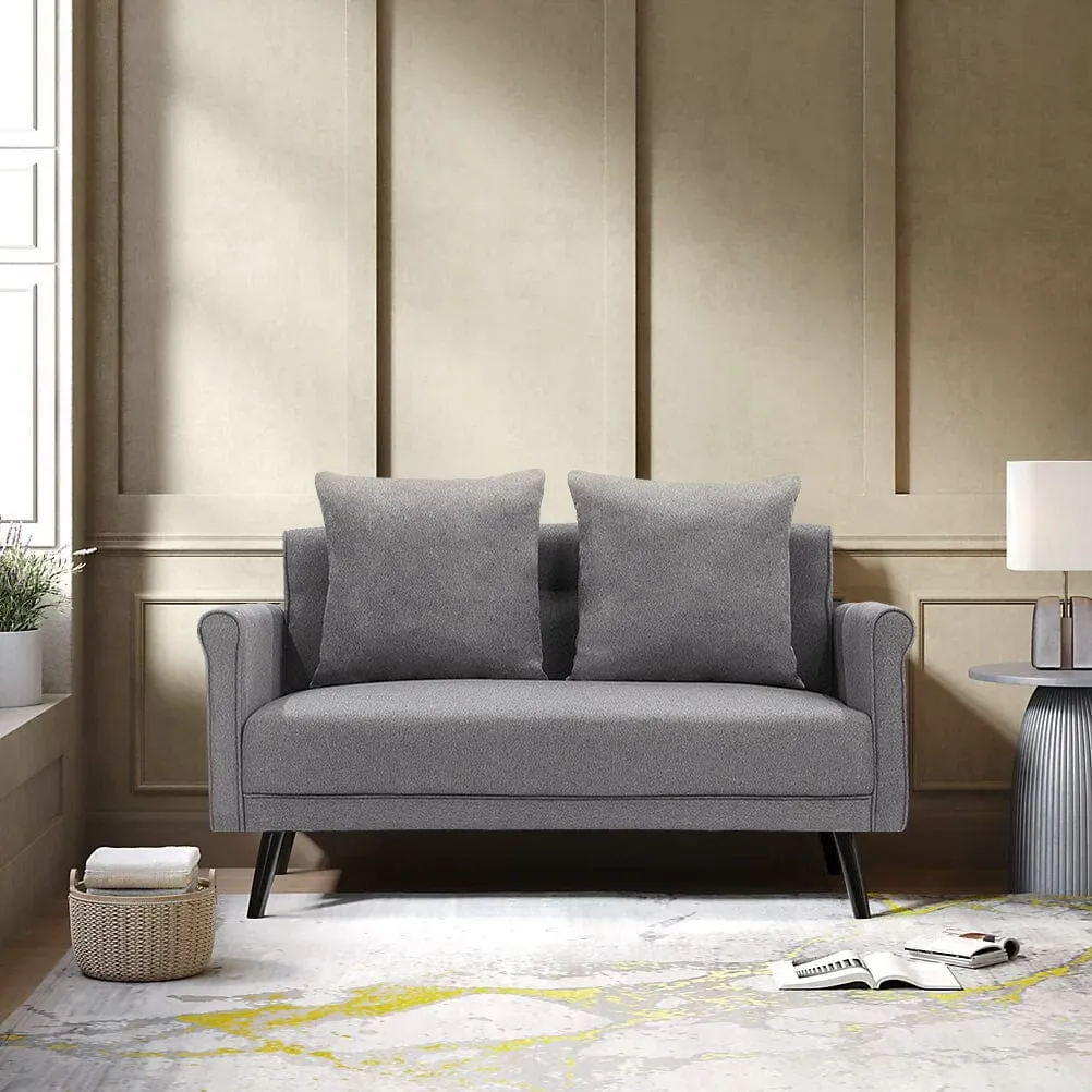 2-Seater Sofa with Pillows - Grey, Fabric image