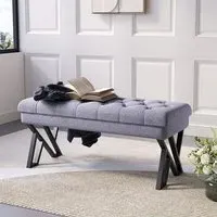 2-Seater Upholstered Bench - Beige, Linen