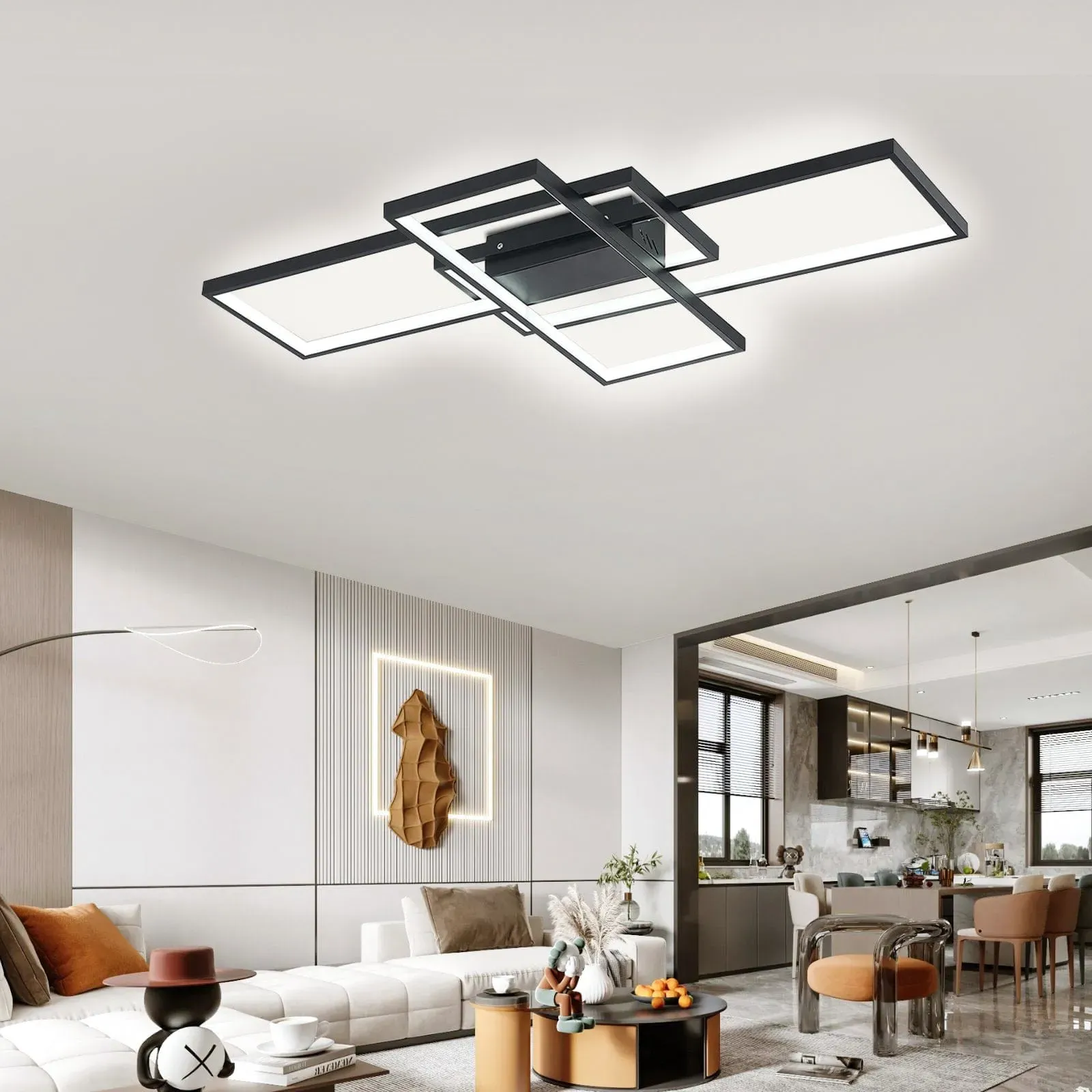 3-Light LED Ceiling Light - Black, PVC