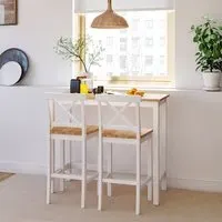 3-Piece Bar Table Set with Stools - Brown, Wood