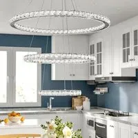3-Ring LED Chandelier Pendant - Crystal