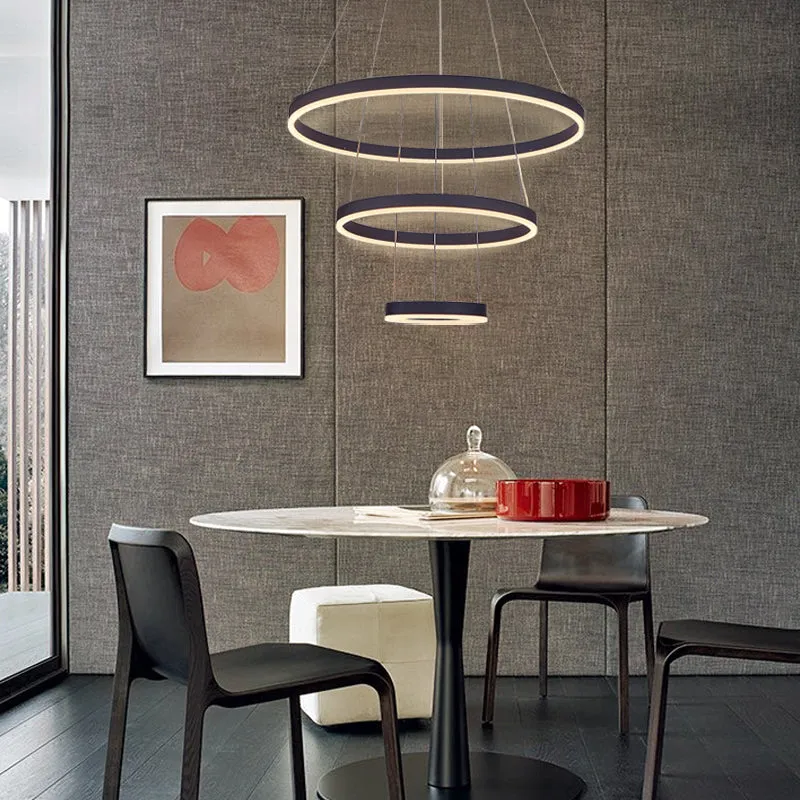 3-Ring LED Pendant Light - Black, Aluminum