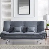3-Seater Convertible Sofa Bed - Grey, Linen