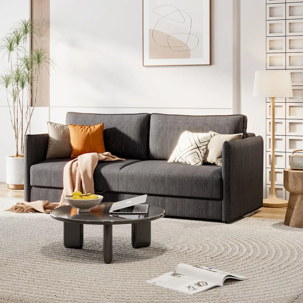 3-Seater Sleeper Sofa Bed - Grey, Corduroy