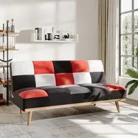 3-Seater Sofa Bed Checkered - Multicolour, Fabric