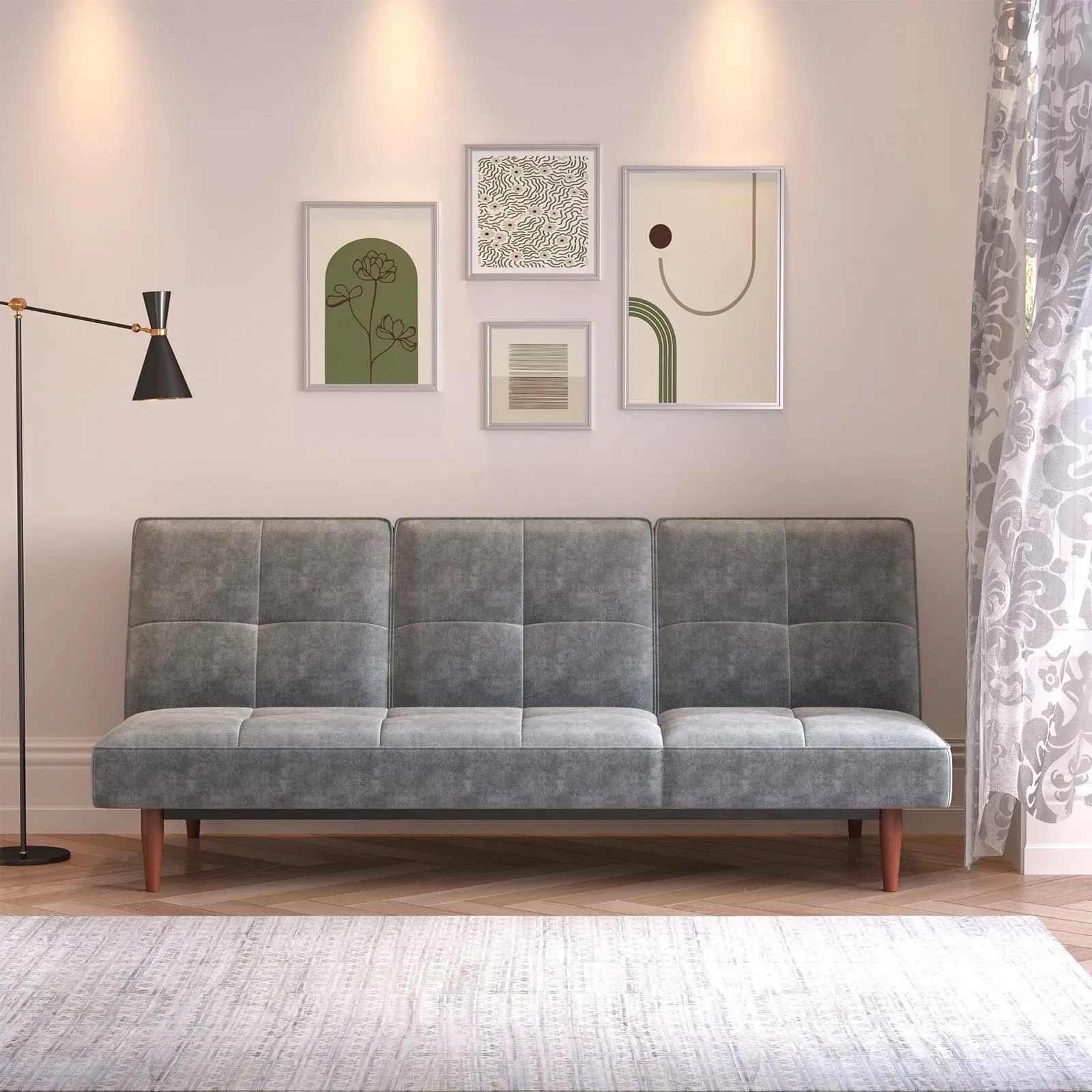 3-Seater Sofa Bed with Click-Clac - Faux Suede