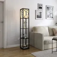 3-Shelf Floor Lamp - White, Wood
