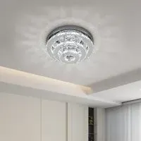 3-Tier Crystal Ceiling Light - Chrome, Steel