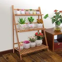 3-Tier Foldable Plant Stand - Natural, Wood