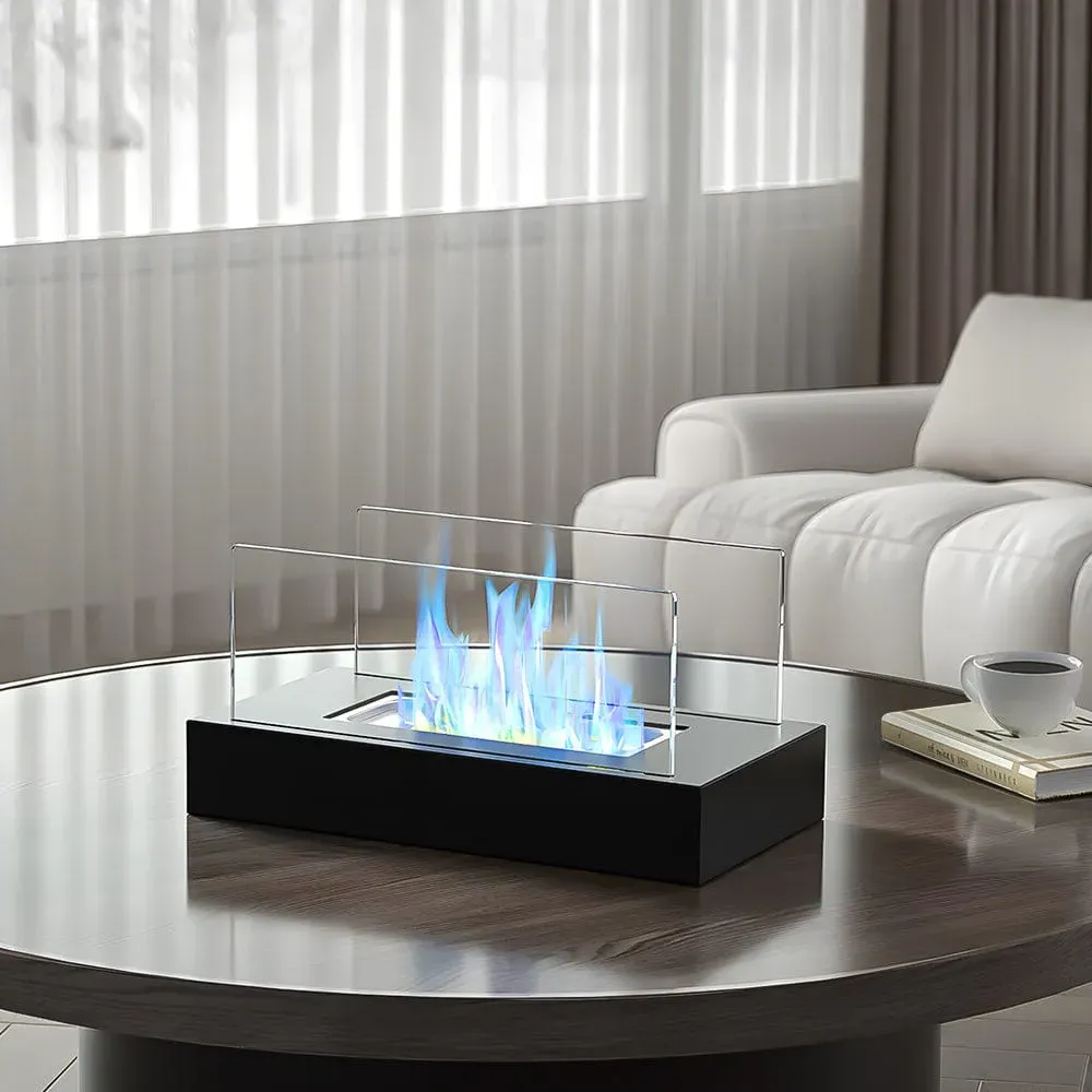 35cm Bio Ethanol Fireplace - Clear, Glass