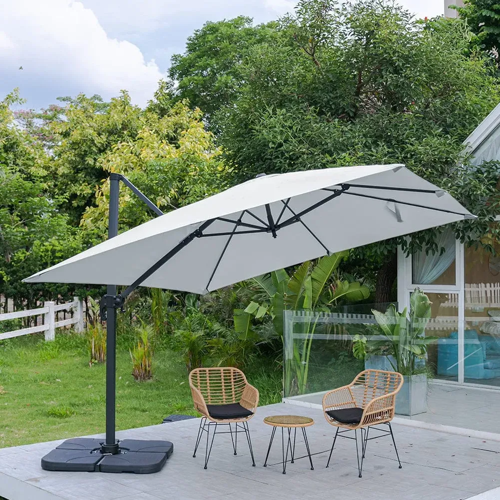 3x3M Cantilever Parasol with Base - Steel
