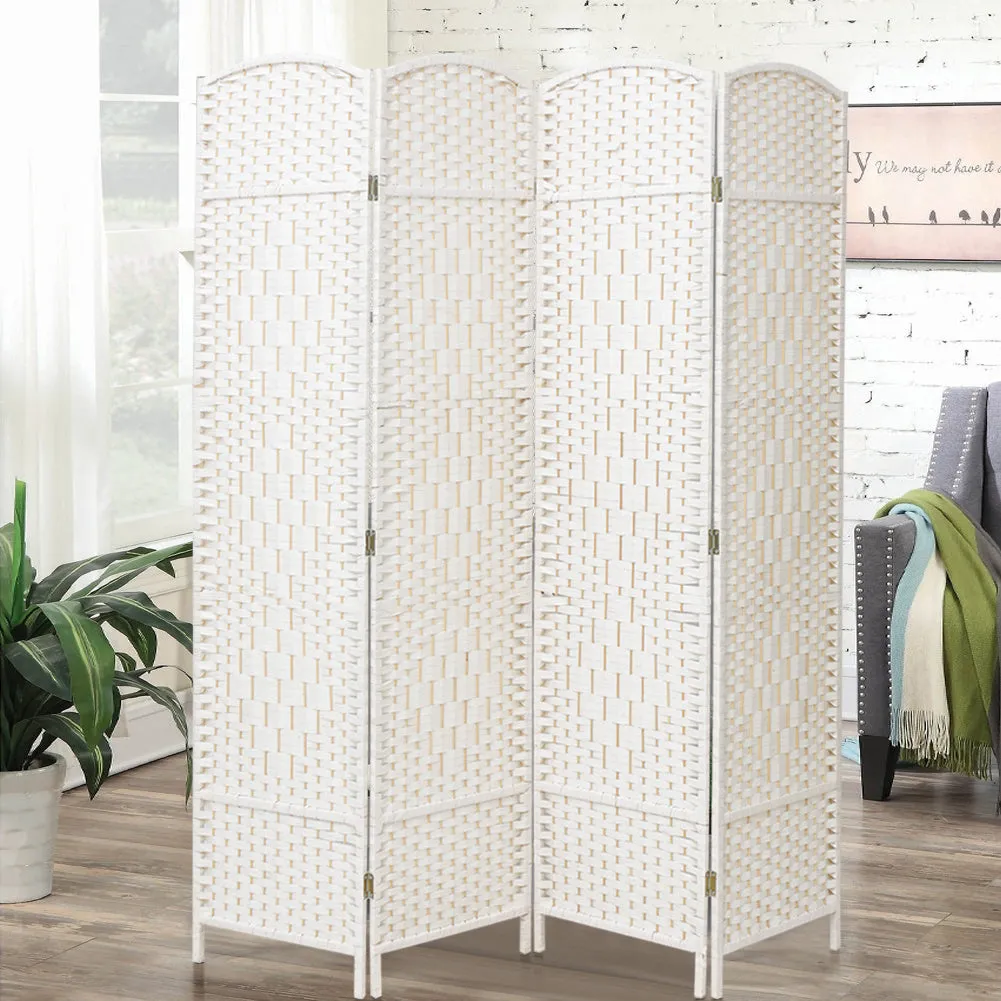 4-Panel Folding Room Divider - White, Wood image