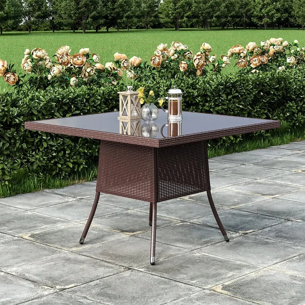 4-Seater Garden Table with Parasol Hole - Rattan