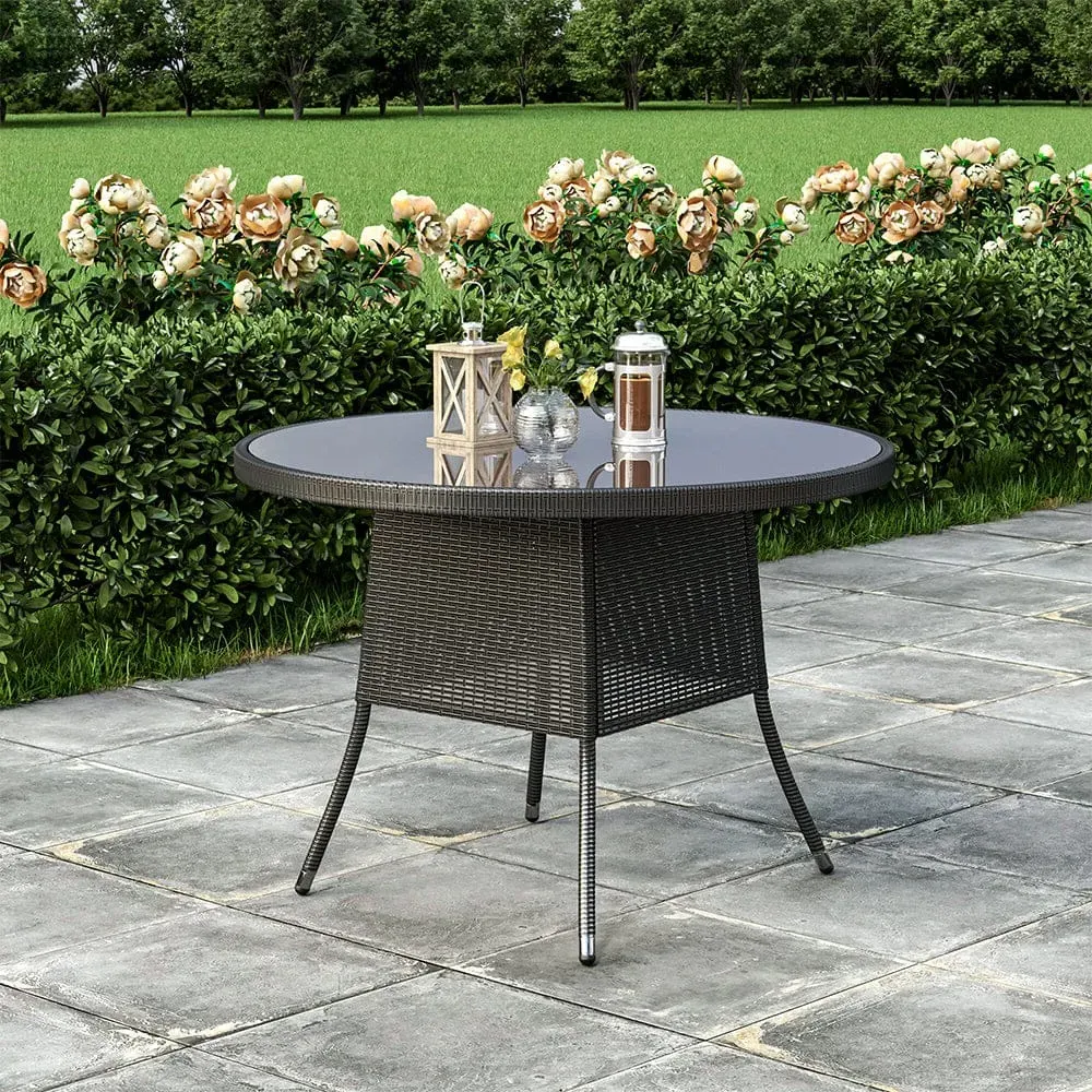 4-Seater Garden Table with Parasol Hole - Rattan