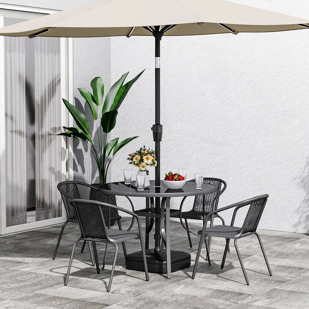4-Seater Round Dining Set - Black, Glass