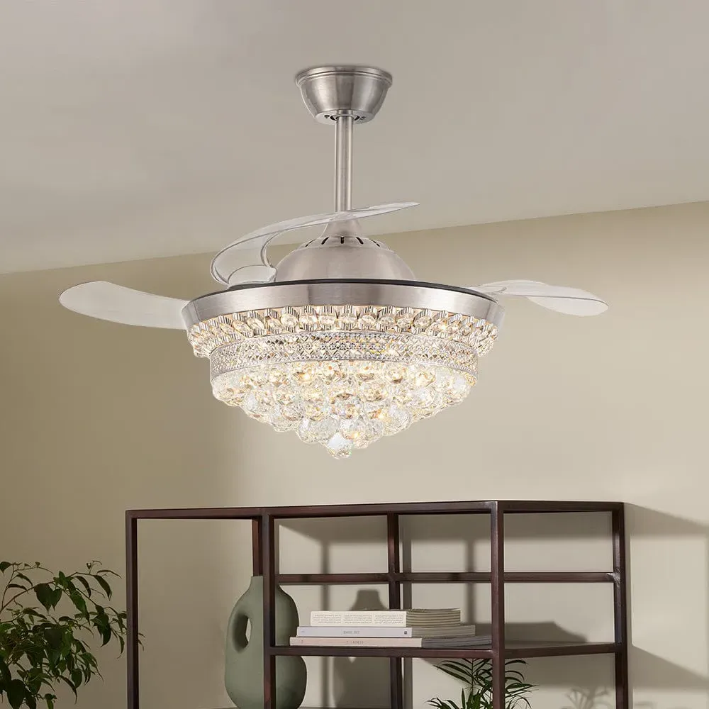 42 Inch Ceiling Fan with LED Light - Chrome, Crystal image