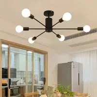 6-Light Ceiling Light Industrial Style - Black Metal