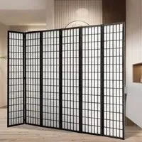 6-Panel Folding Room Divider - Natural, Wood