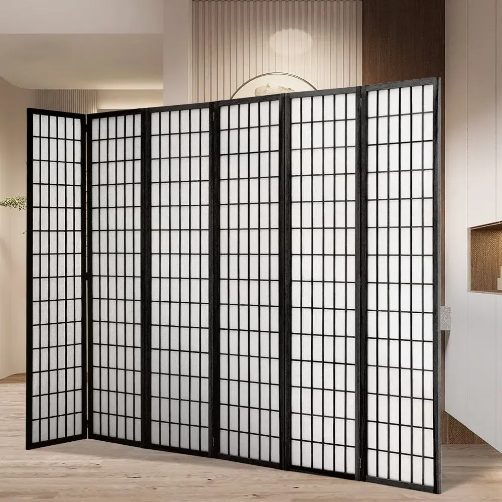 6-Panel Folding Room Divider - Natural, Wood image