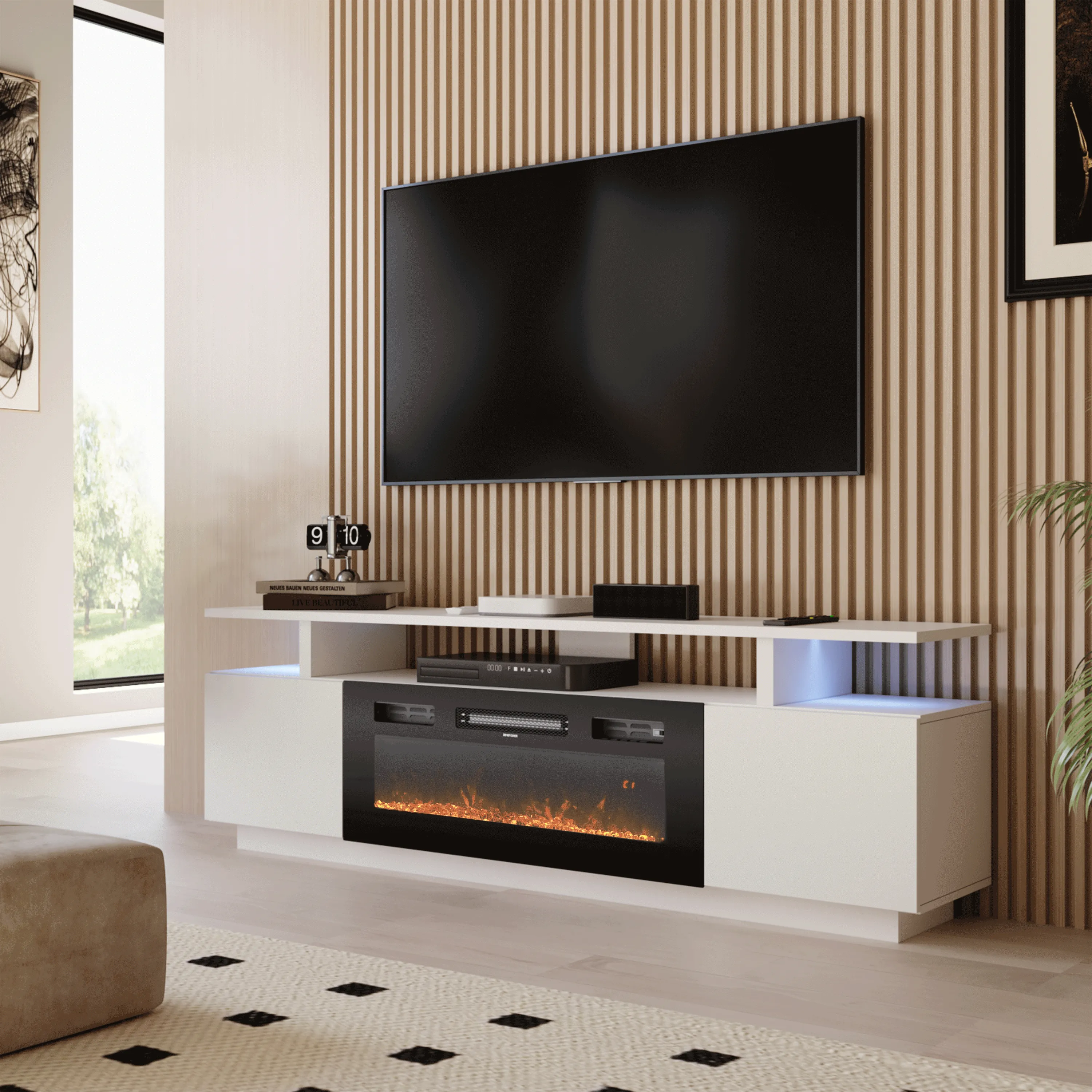 70-Inch Electric Fireplace TV Stand with Storage