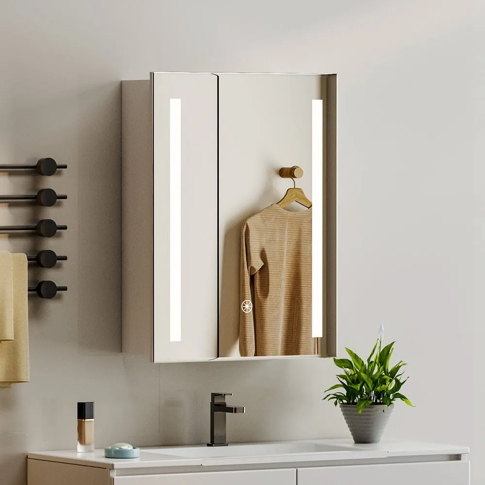 80cm LED Mirror Cabinet with Shelves - Chrome image