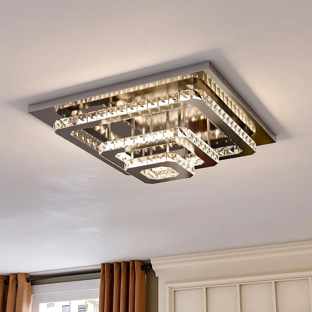 86W LED Crystal Ceiling Light - Steel, Crystal