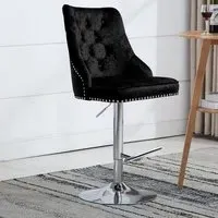 Adjustable Bar Stool with Gas Lift - Black, Velvet
