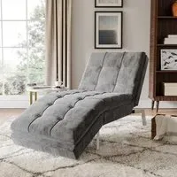Adjustable Chaise Lounge - Grey, Velvet