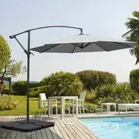 Cantilever Parasol with Wind-Up - Grey, Polyester
