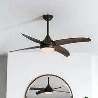 Ceiling Fan Light with LED & Remote - Wood, Metal