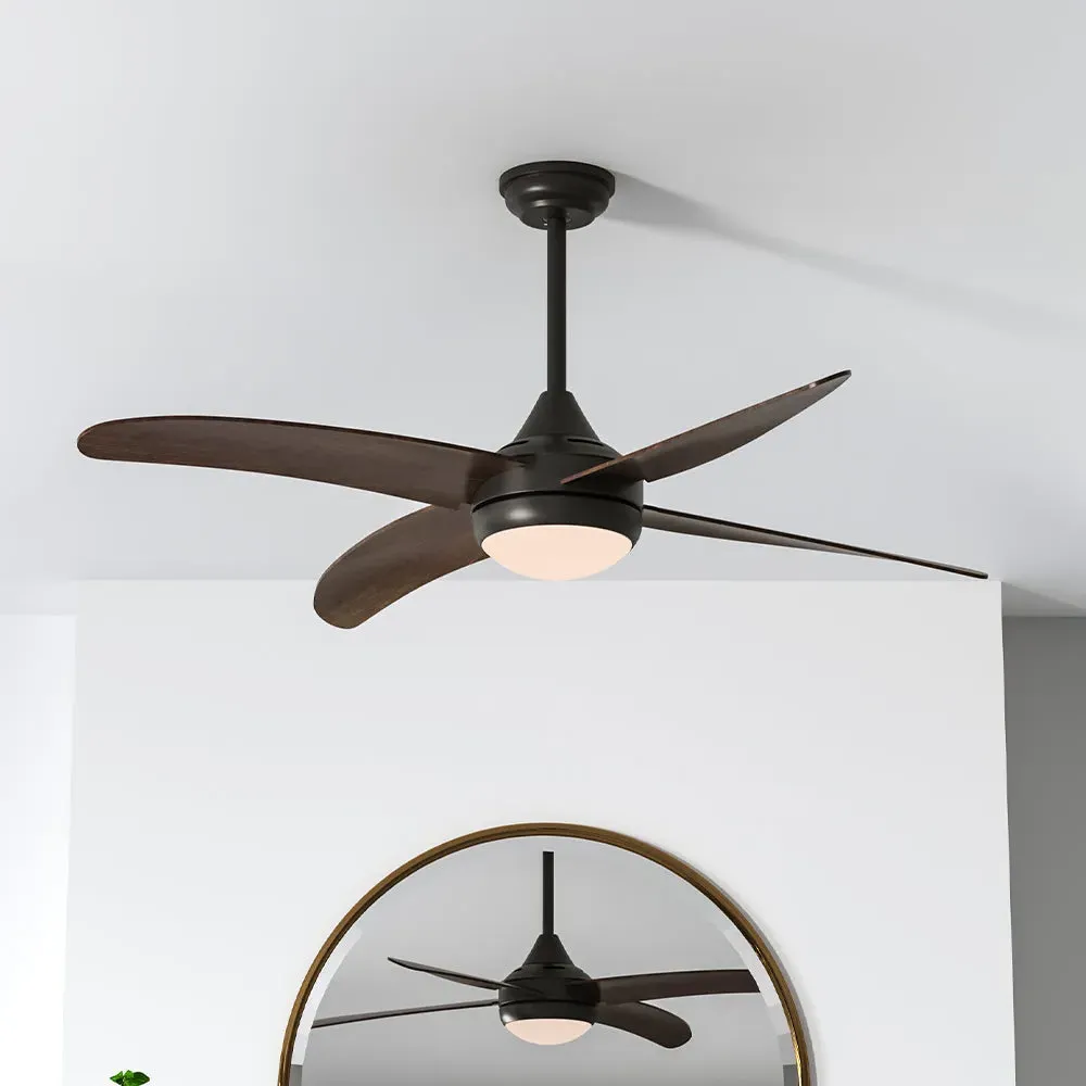 Ceiling Fan Light with LED & Remote - Wood, Metal