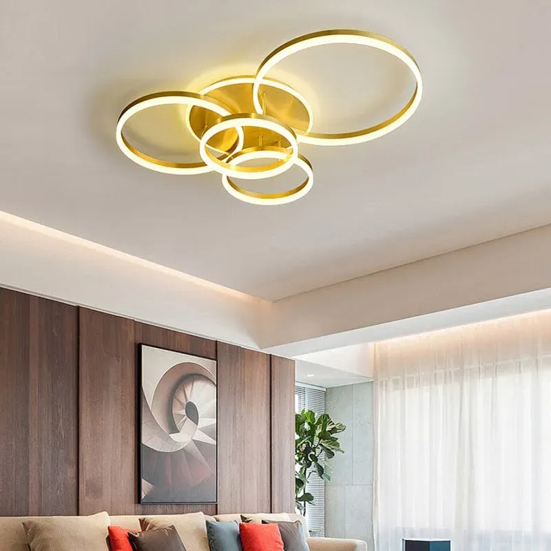 Circular LED Ceiling Light with Dimmer - Gold