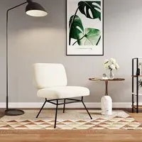 Cocktail Chair with Metal Frame - Beige, Faux Wool