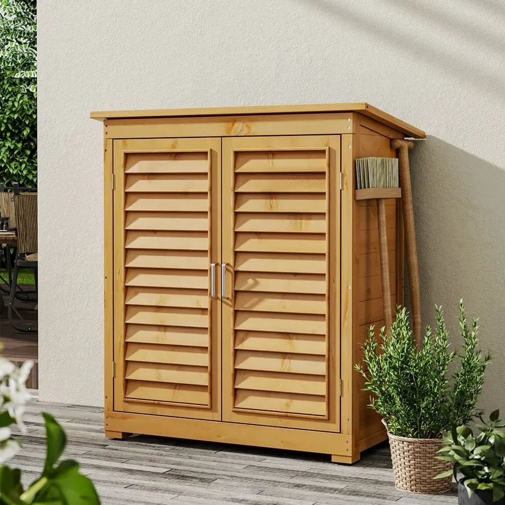 Compact Storage Shed with Shelves - Wood image