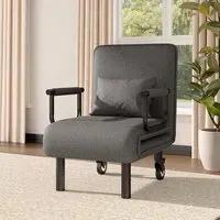 Convertible Sofa Bed with Wheels - Blue, Linen