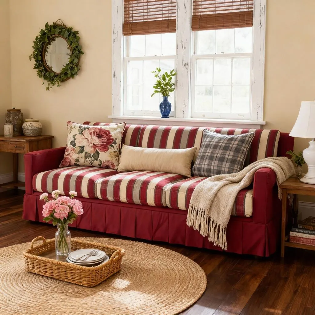 Country Check Sofa with Washable Covers - Cotton