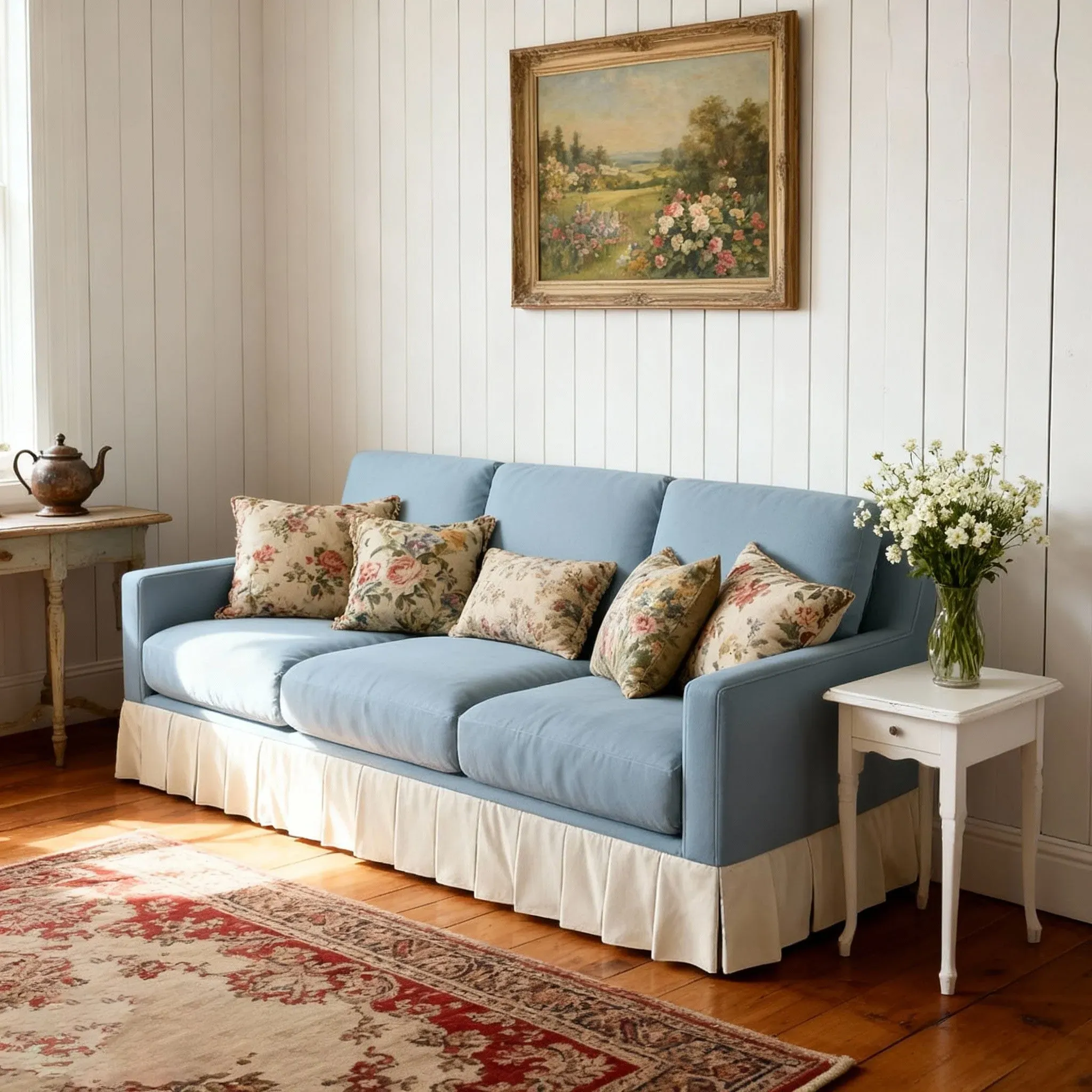 Country Check Sofa with Washable Covers - Cotton